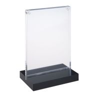 Présentoir magnétique en forme de T avec pied noir portrait | A6 - 105 x 148 mm