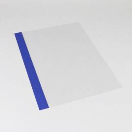 Couverture de reliure, film, carton cuir avec rainure bleu foncé/transparent