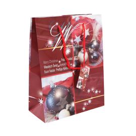 Poche cadeau aspect "Boules de Noël" , 18 x 23 x 8 cm, rouge 