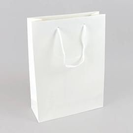 Pochette cadeau format XL avec cordelette, 26 x 36 x 10 cm, blanc brillant 
