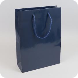 Sac cadeau avec cordelette, 26 x 36 x 10 cm, bleu, brillant 