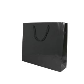 Pochette cadeau 40 x 35 x 10 cm, noir, brillant 