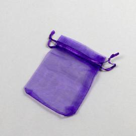 Sachets en organza avec fermeture à bande de satin violet | 75 x 100 mm
