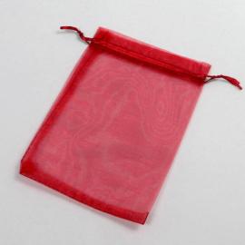 Sachets en organza avec fermeture à bande de satin rouge foncé | 150 x 200 mm