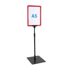 Cadre pour affiche avec pied et support (kit) A5 | rouge | surface d'appui: noir