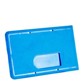 Étui carte bancaire plastique dur avec encoche pouce, bleu 