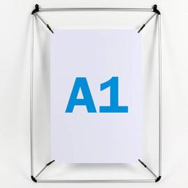 Cadre d’affichage avec tendeurs pour format A1, aluminium, argent 