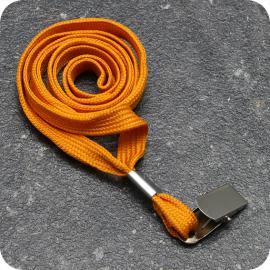 Lanyard, largeur 10 mm orange | avec clip métal bulldog