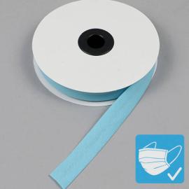 Bande de fixation de biais, coton et polyester, 20 mm (rouleau de 25 m) bleu clair