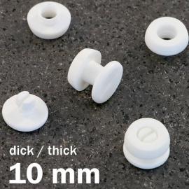 Œillets de pression en plastique, modèle épais blanc | 10 mm