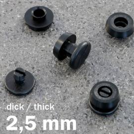 Œillets de pression en plastique, modèle épais noir | 2.5 mm