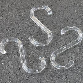 Crochet en S, longueur de 55 mm, plastique transparent 