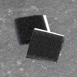 Découpes de bande auto-agrippante, adhésif, crochet et boucle (par paire) 25 x 25 mm | noir