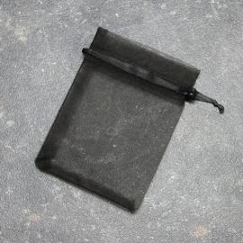 Sachets en organza avec fermeture à bande de satin noir | 100 x 120 mm