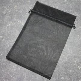 Sachets en organza avec fermeture à bande de satin noir | 200 x 300 mm