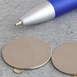 Aimants néodymes en forme de disque, auto-adhésifs, 25 mm x 1 mm, N35 