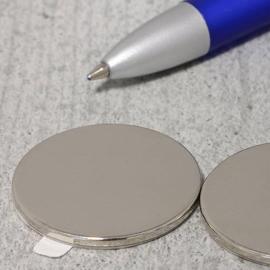 Aimants néodymes en forme de disque, auto-adhésif, 30 mm x 2 mm, N35 