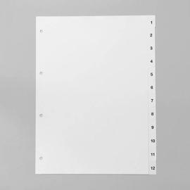 Intercalaires pour format A4, lot de 12 (1-12), blanc (1 lot) 