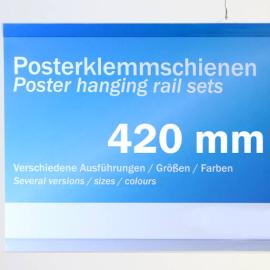 Profils porte-affiche plastique, à insérer 420 mm | transparent | 2 cintres
