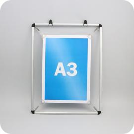 Cadre d’affichage avec tendeurs pour format A3, aluminium, argent 