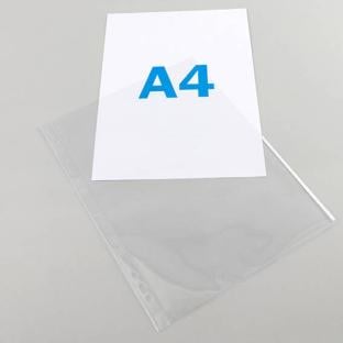 Pochettes A4 avec bord signalétique sur la moitié de la page en film PP blanc