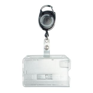 Pochette porte-badge en plastique dur avec porte-clés extensible noir | curseur