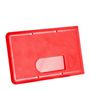 Étui carte bancaire plastique dur avec encoche pouce, rouge 