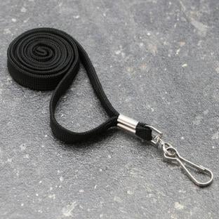 Lanyard, largeur 10 mm noir | avec crochet métal pivotant