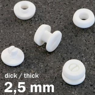 Œillets de pression en plastique, modèle épais blanc | 2.5 mm