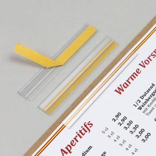 Clips de fixation pour carte de restaurant, 100 mm, transparent, auto-adhésif, 1 mm 
