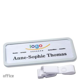 Porte-badges avec clip plastique Office 30, gris clair 