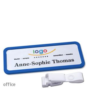 Porte-badges avec clip plastique Office 30, bleu 