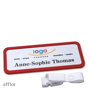 Porte-badges avec clip plastique Office 30, rouge 