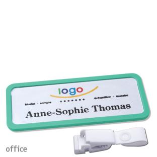 Porte-badges avec clip plastique Office 30, vert pastel 