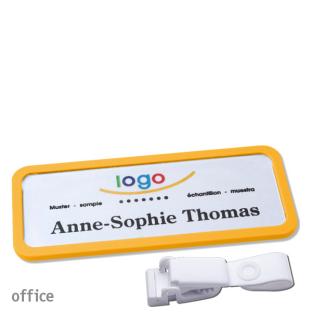 Porte-badges avec clip plastique Office 30, jaune 