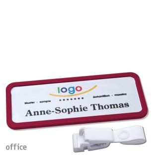 Porte-badges avec clip plastique Office 30, violet bordeaux 