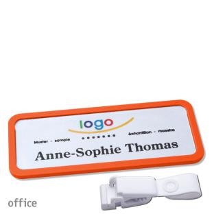 Porte-badges avec clip plastique Office 30, orange 