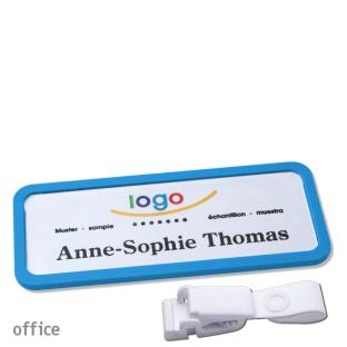 Porte-badges avec clip plastique Office 30, bleu moyen 