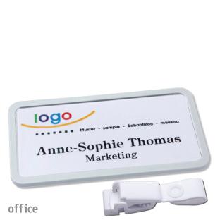Porte-badges avec clip plastique Office 40, gris clair 