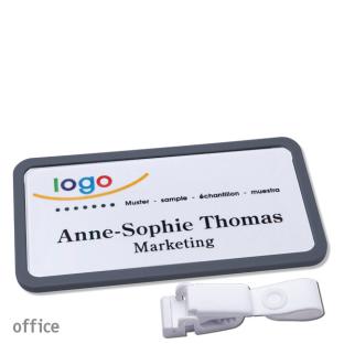 Porte-badges avec clip plastique Office 40, anthracite 