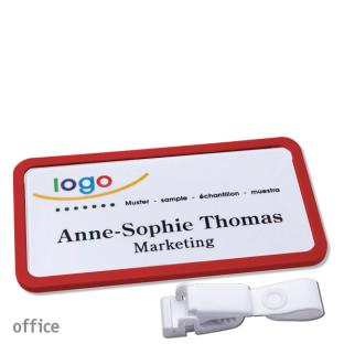 Porte-badges avec clip plastique Office 40, rouge 