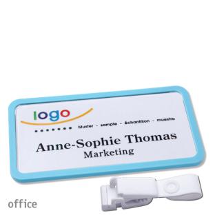 Porte-badges avec clip plastique Office 40, bleu pastel 