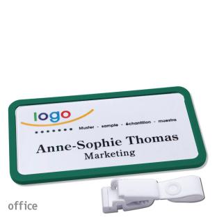 Porte-badges avec clip plastique Office 40, vert 