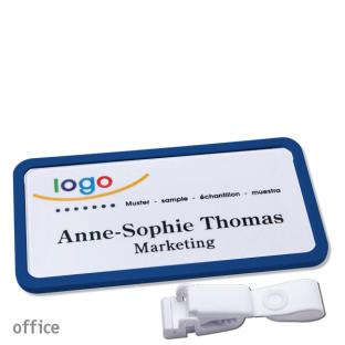 Porte-badges avec clip plastique Office 40, bleu foncé 