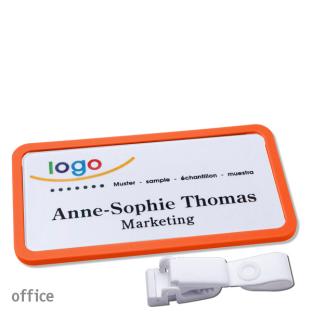 Porte-badges avec clip plastique Office 40, orange 
