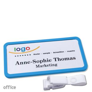 Porte-badges avec clip plastique Office 40, bleu moyen 