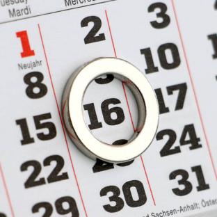 Aimants en forme d'anneau comme curseur de date pour calendriers de table, néodyme, N40, nickelés, avec ronds métalliques assortis 15 mm | 10 mm
