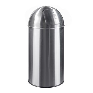 Poubelle à poussoir, acier inoxydable mat argenté 