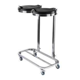 Support pour sacs poubelle 120 L double avec couvercle, avec roulettes, acier 