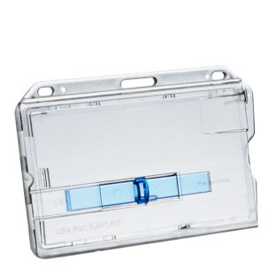 Porte-badge plastique dur avec curseur bleu 